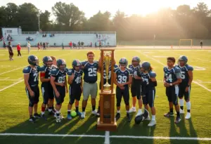 Celebration of high school athletes on a football field