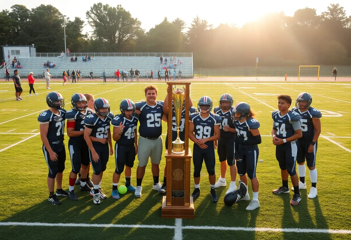 Celebration of high school athletes on a football field