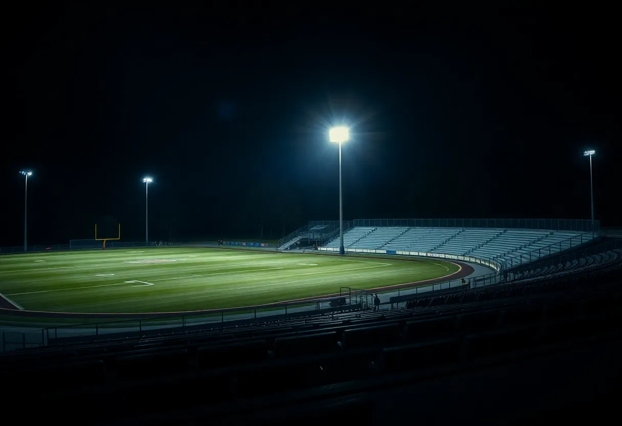 Dark sports field in El Paso without lighting