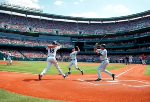 Collegiate baseball game at UTA with players and fans