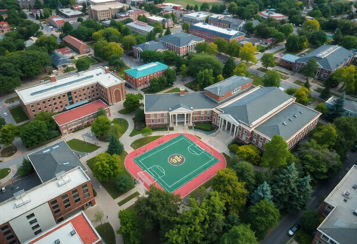 Aerial view of UTEP campus highlighting its sports facilities