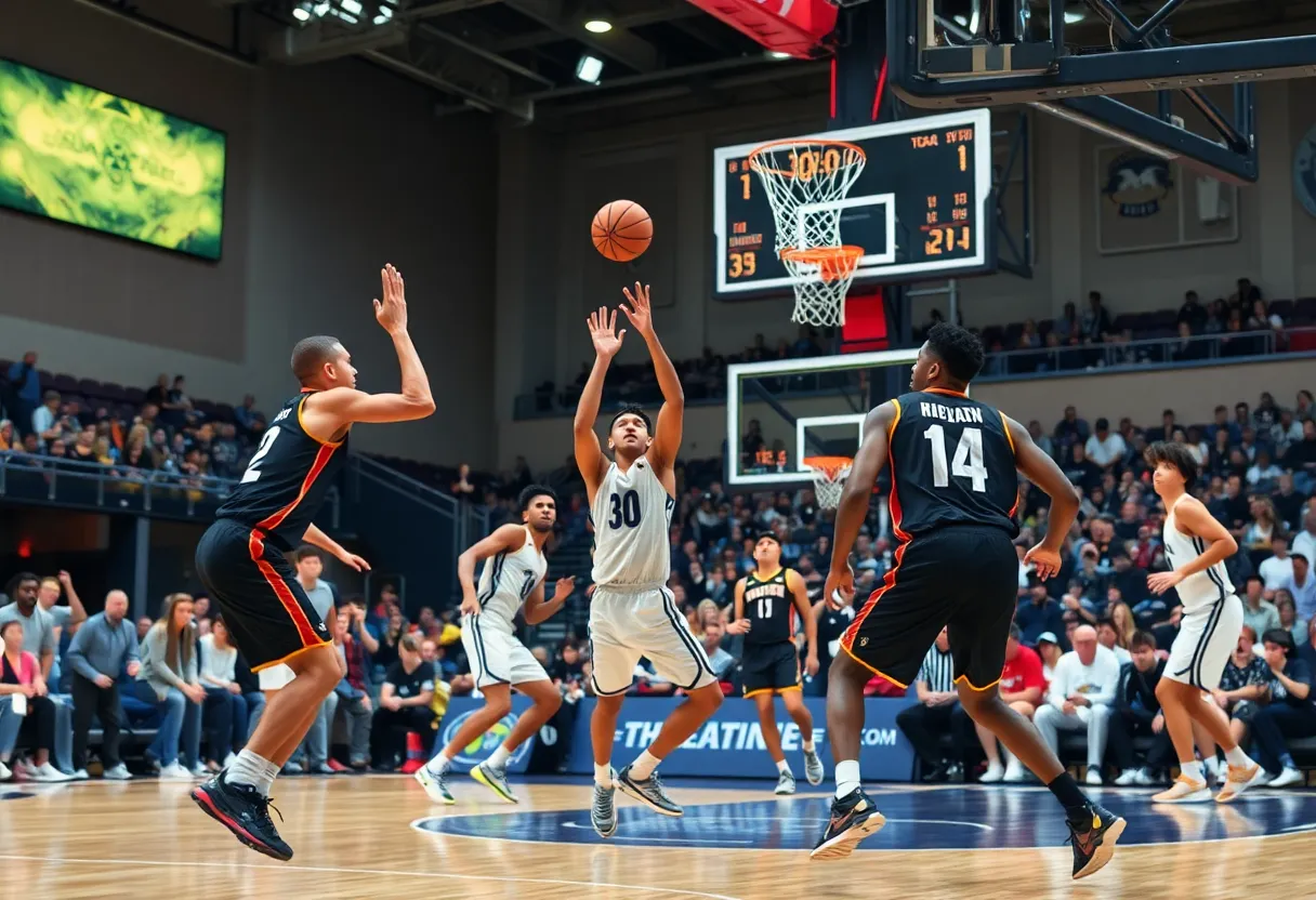 Delaware basketball team playing against UTEP