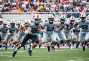 Lamar Sperling showcasing his football skills on the field.