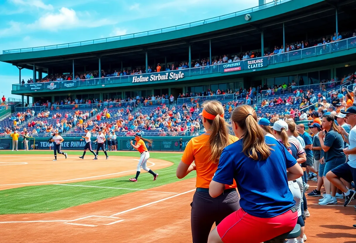 UTA softball team competing during the opening weekend tournament