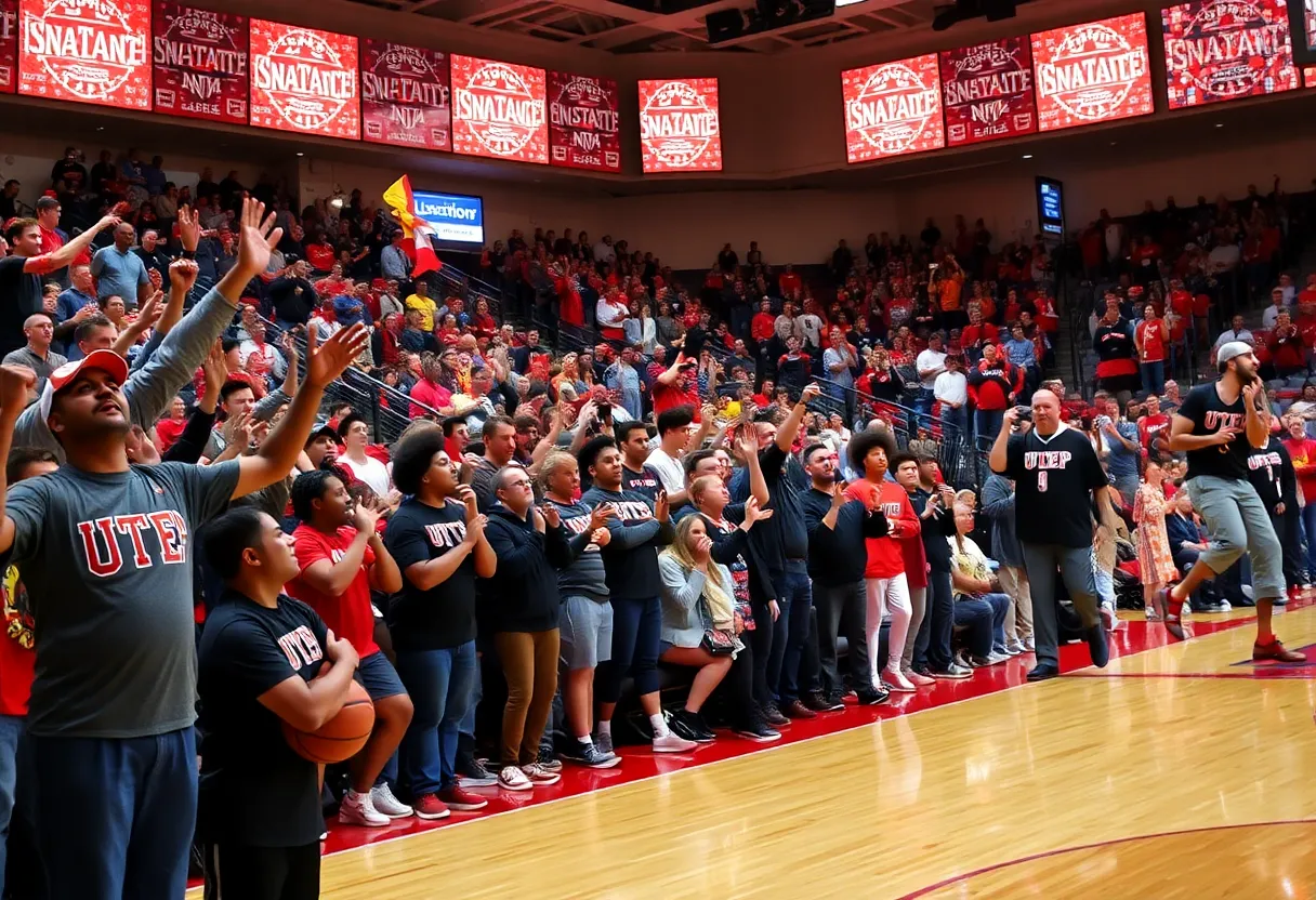 UTEP Miners celebrating their overtime victory over NM State.